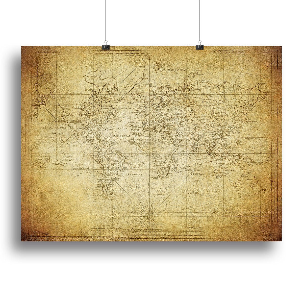 vintage map of the world 1778 Canvas Print or Poster