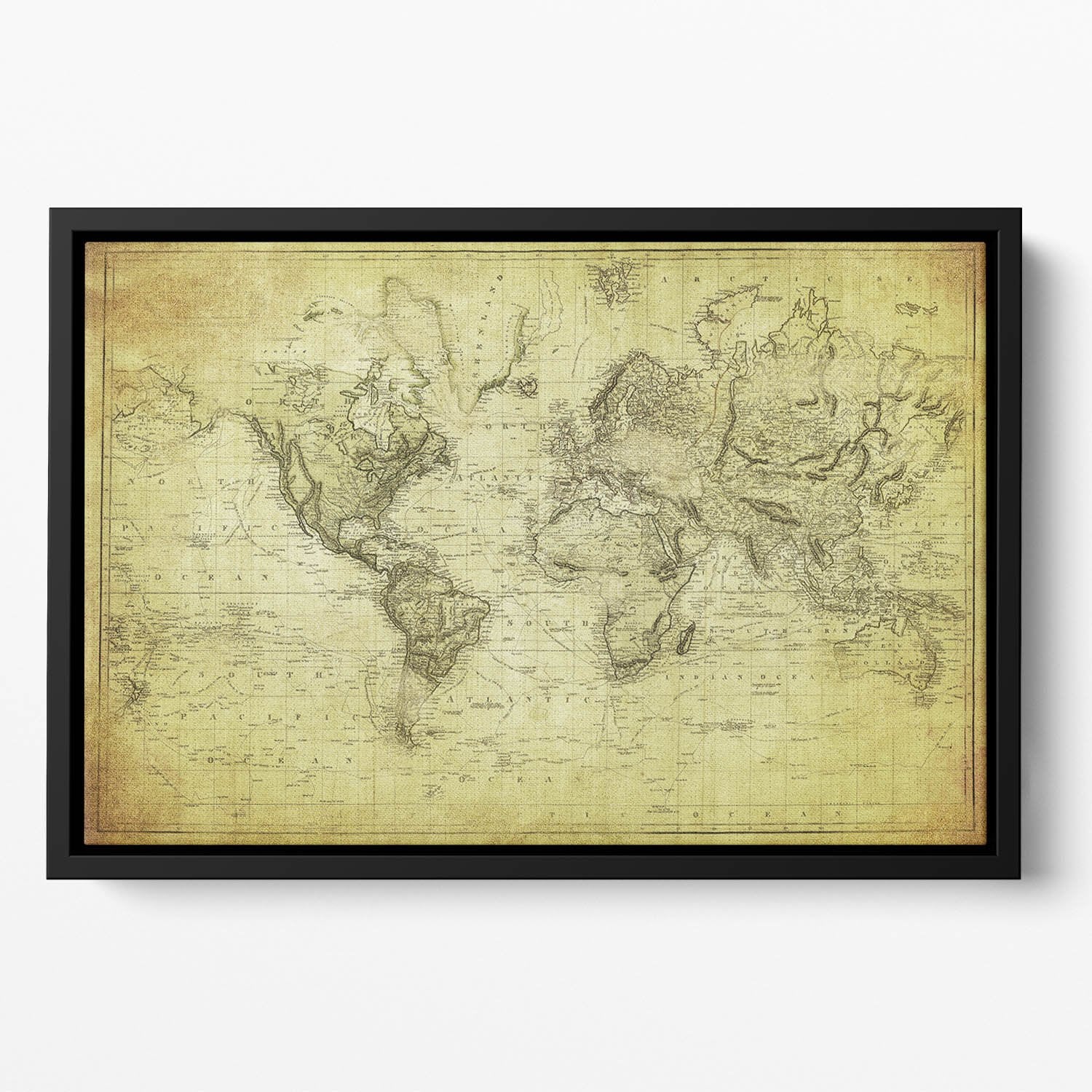 vintage map of the world 1831 Floating Framed Canvas