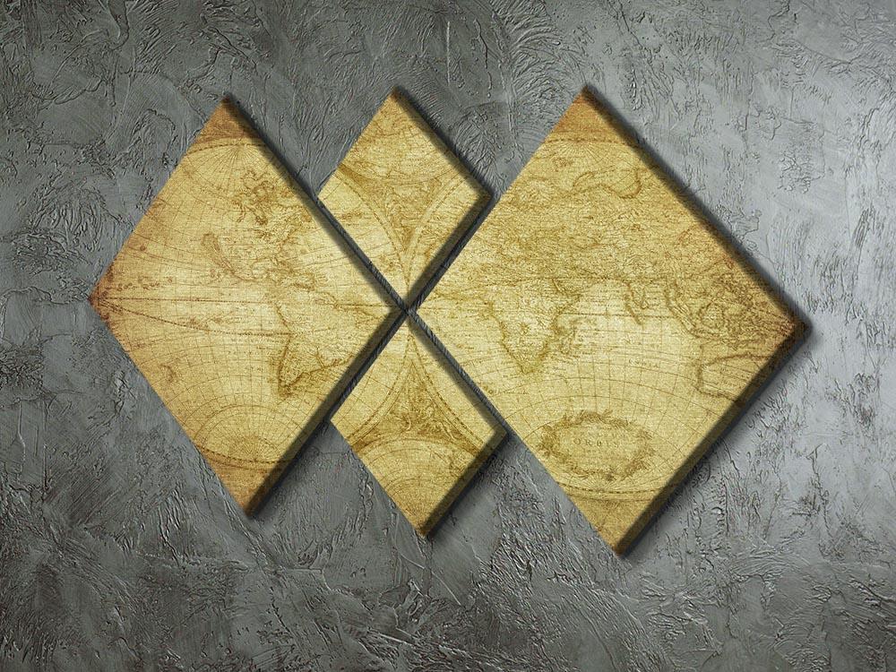 vintage map of the world 4 Square Multi Panel Canvas  - Canvas Art Rocks - 2