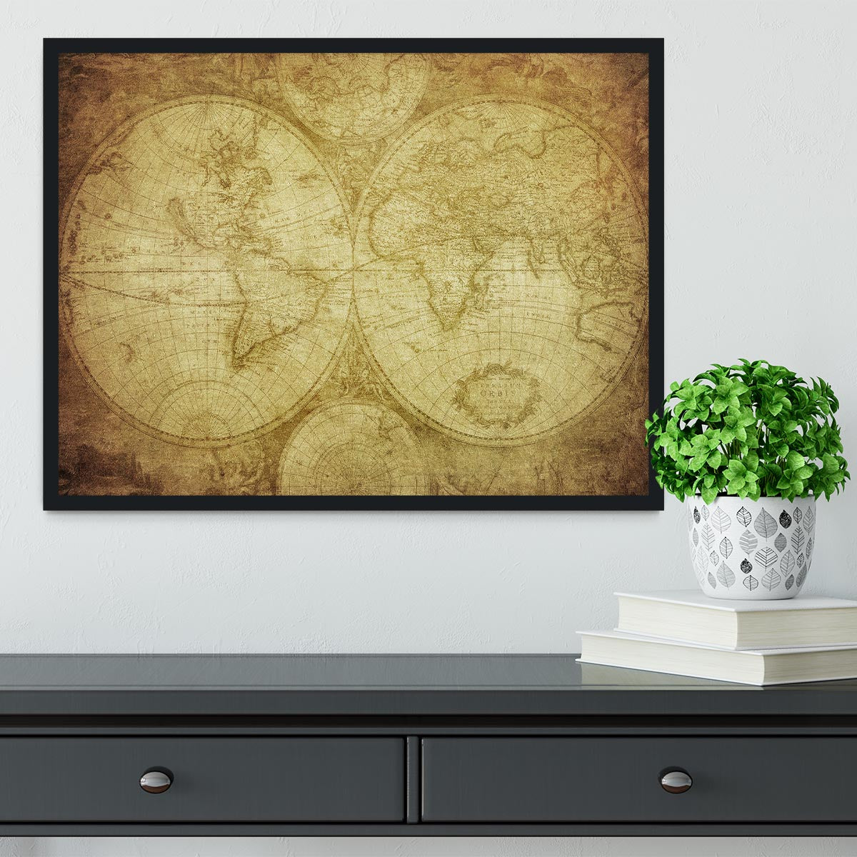 vintage map of the world Framed Print - Canvas Art Rocks - 2
