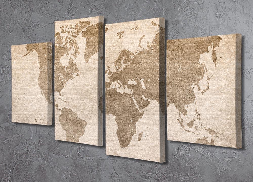 vintage paper with world map 4 Split Panel Canvas  - Canvas Art Rocks - 2