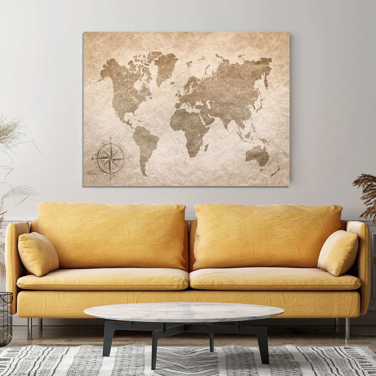 vintage paper with world map Canvas Print or Poster