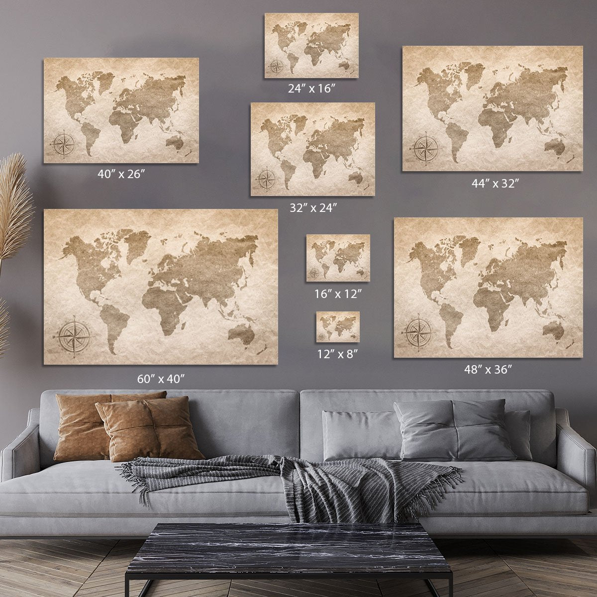vintage paper with world map Canvas Print or Poster
