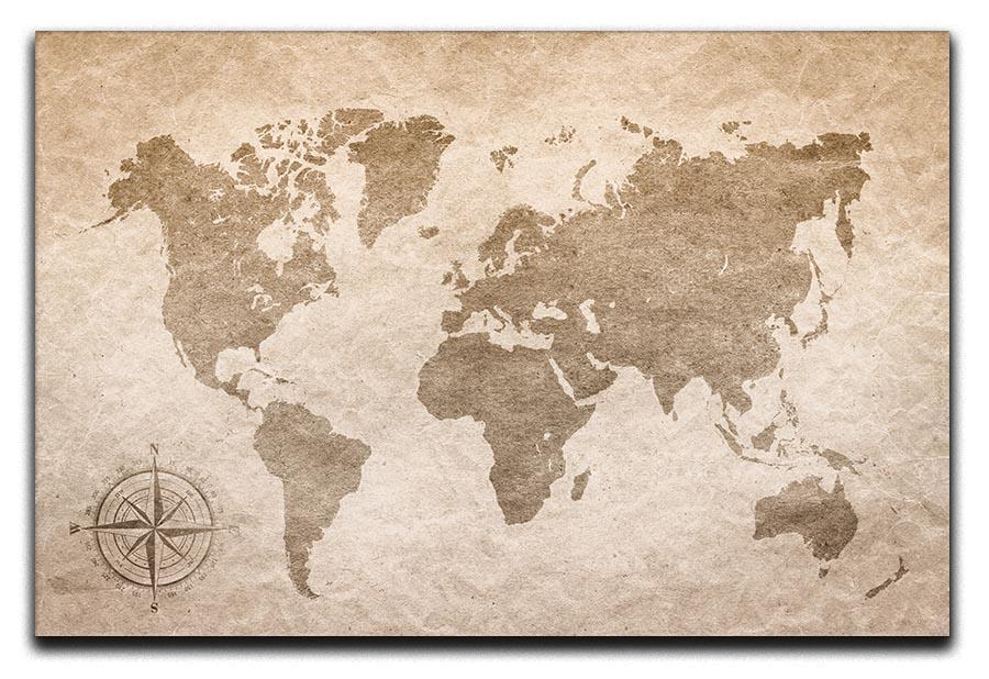 vintage paper with world map Canvas Print or Poster  - Canvas Art Rocks - 1