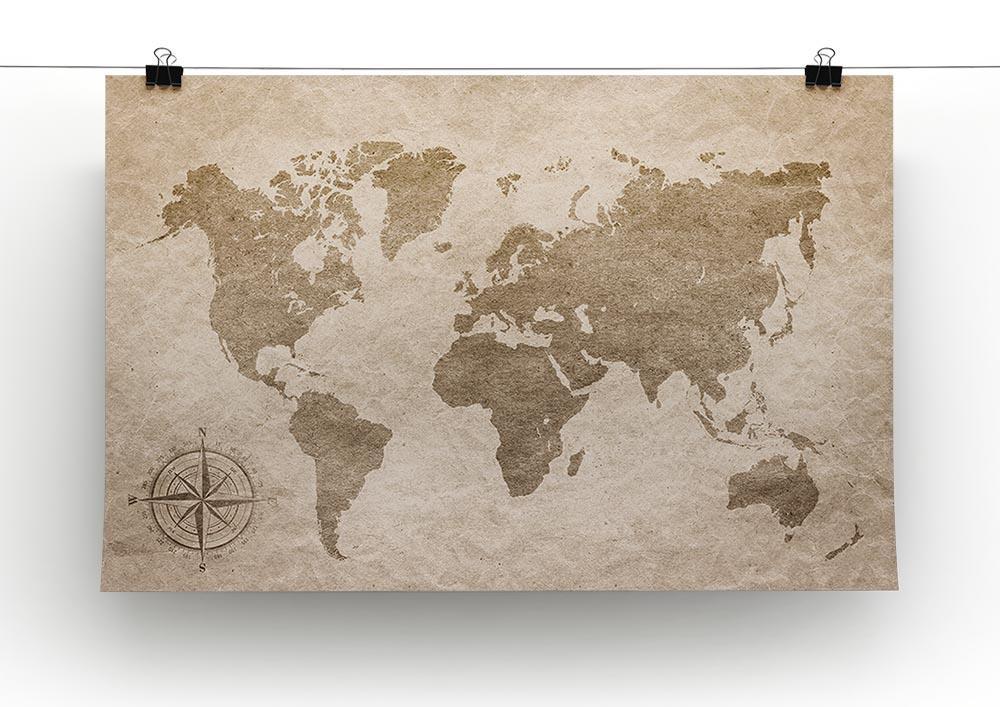 vintage paper with world map Canvas Print or Poster - Canvas Art Rocks - 2
