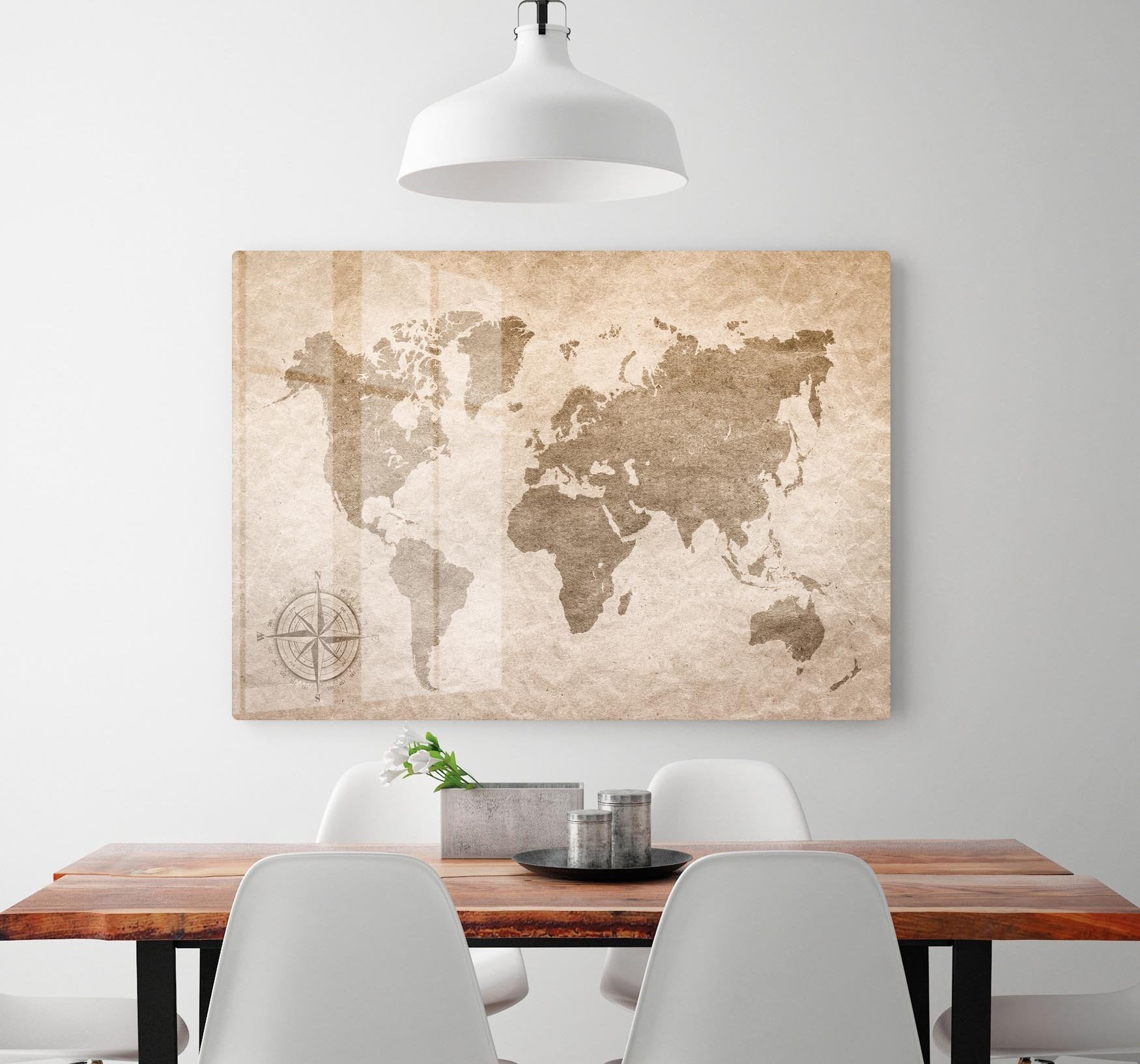 vintage paper with world map HD Metal Print