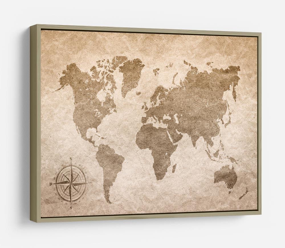 vintage paper with world map HD Metal Print