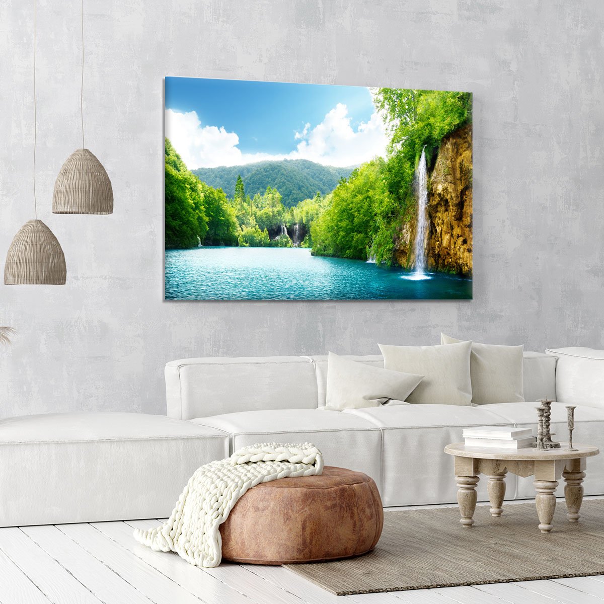 waterfall in deep forest Canvas Print or Poster