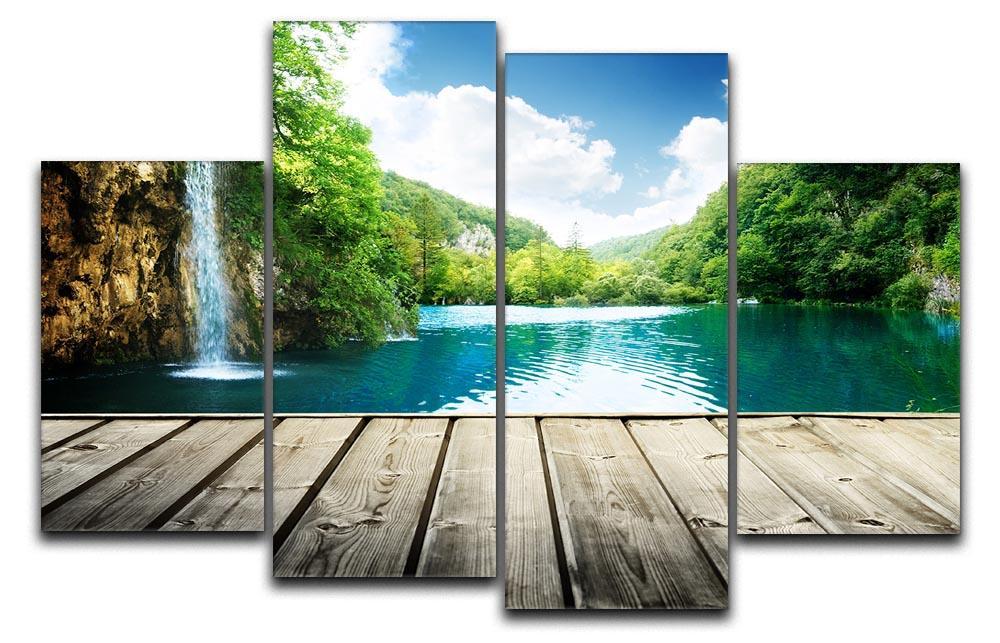waterfall in deep forest of croatia 4 Split Panel Canvas  - Canvas Art Rocks - 1