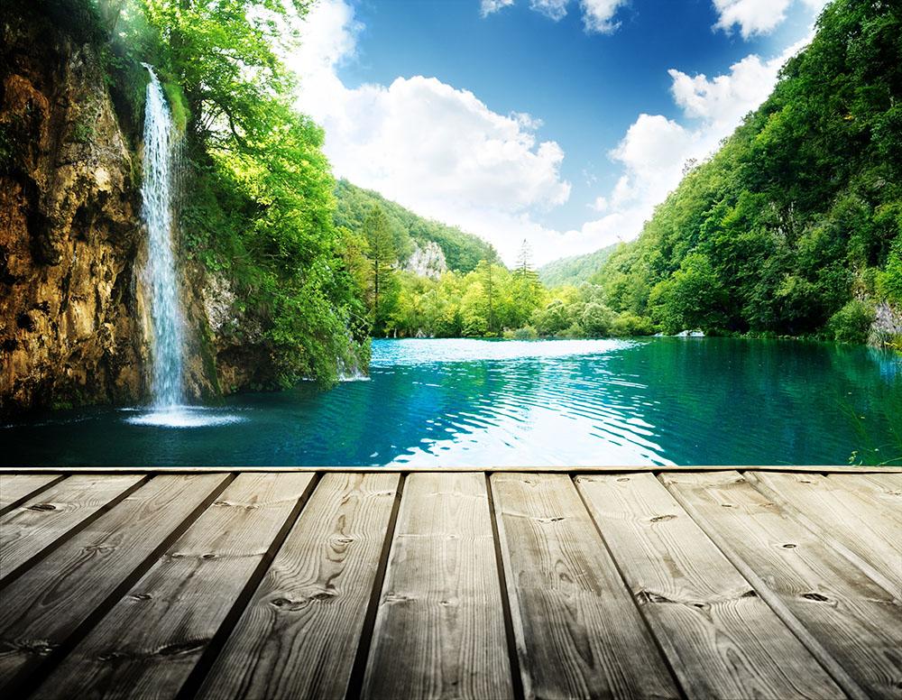 waterfall in deep forest of croatia Wall Mural Wallpaper - Canvas Art Rocks - 1