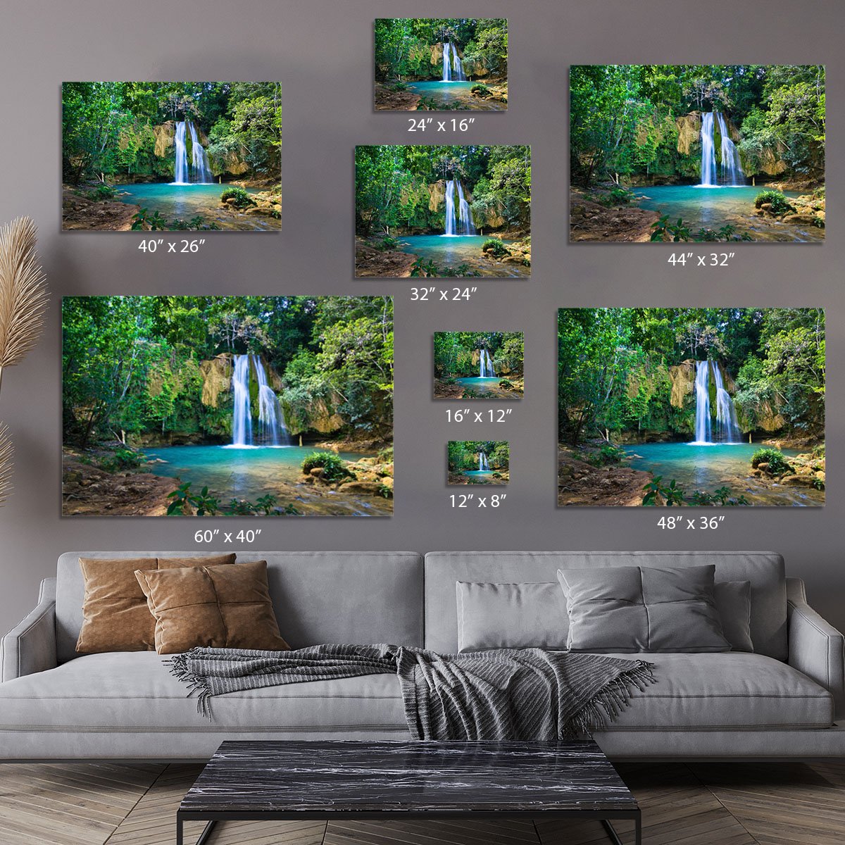 waterfall in deep green forest Canvas Print or Poster