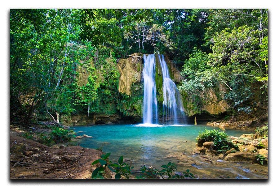 waterfall in deep green forest Canvas Print or Poster - Canvas Art Rocks - 1