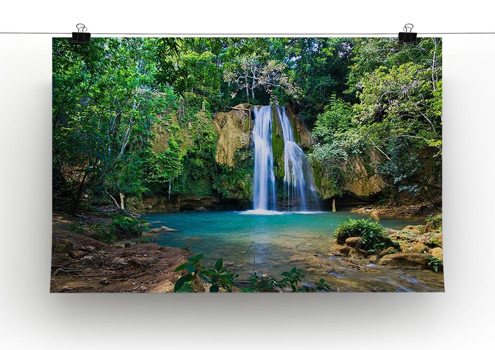 waterfall in deep green forest Canvas Print or Poster - Canvas Art Rocks - 2