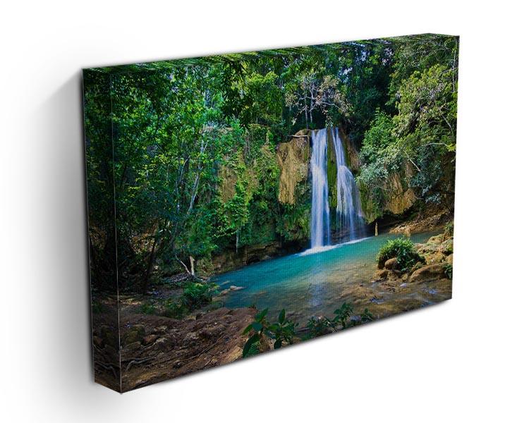 waterfall in deep green forest Canvas Print or Poster - Canvas Art Rocks - 3