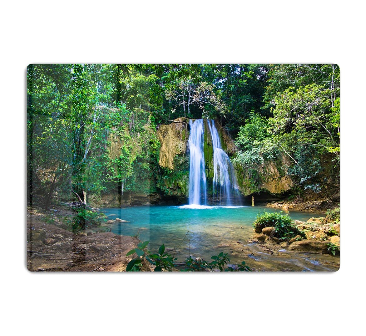 waterfall in deep green forest HD Metal Print - Canvas Art Rocks - 1