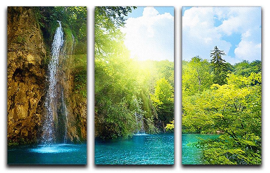waterfalls in deep forest 3 Split Panel Canvas Print - Canvas Art Rocks - 1
