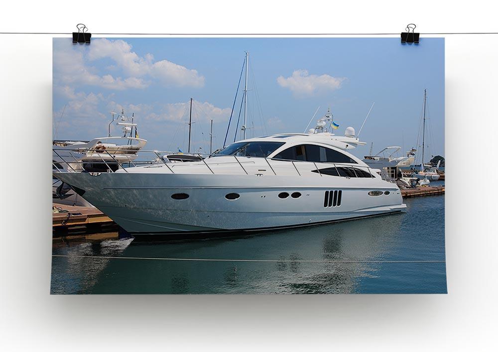 white yacht in marina Canvas Print or Poster - Canvas Art Rocks - 2