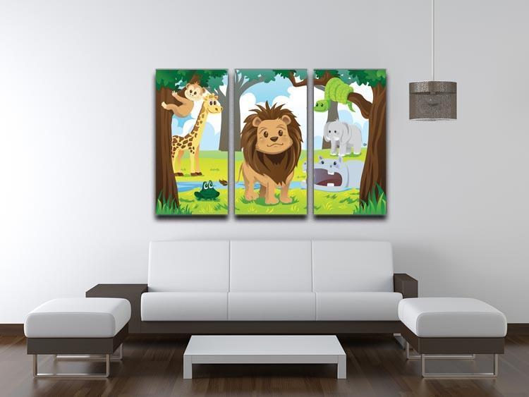 wild jungle animals in the animal kingdom 3 Split Panel Canvas Print - Canvas Art Rocks - 3