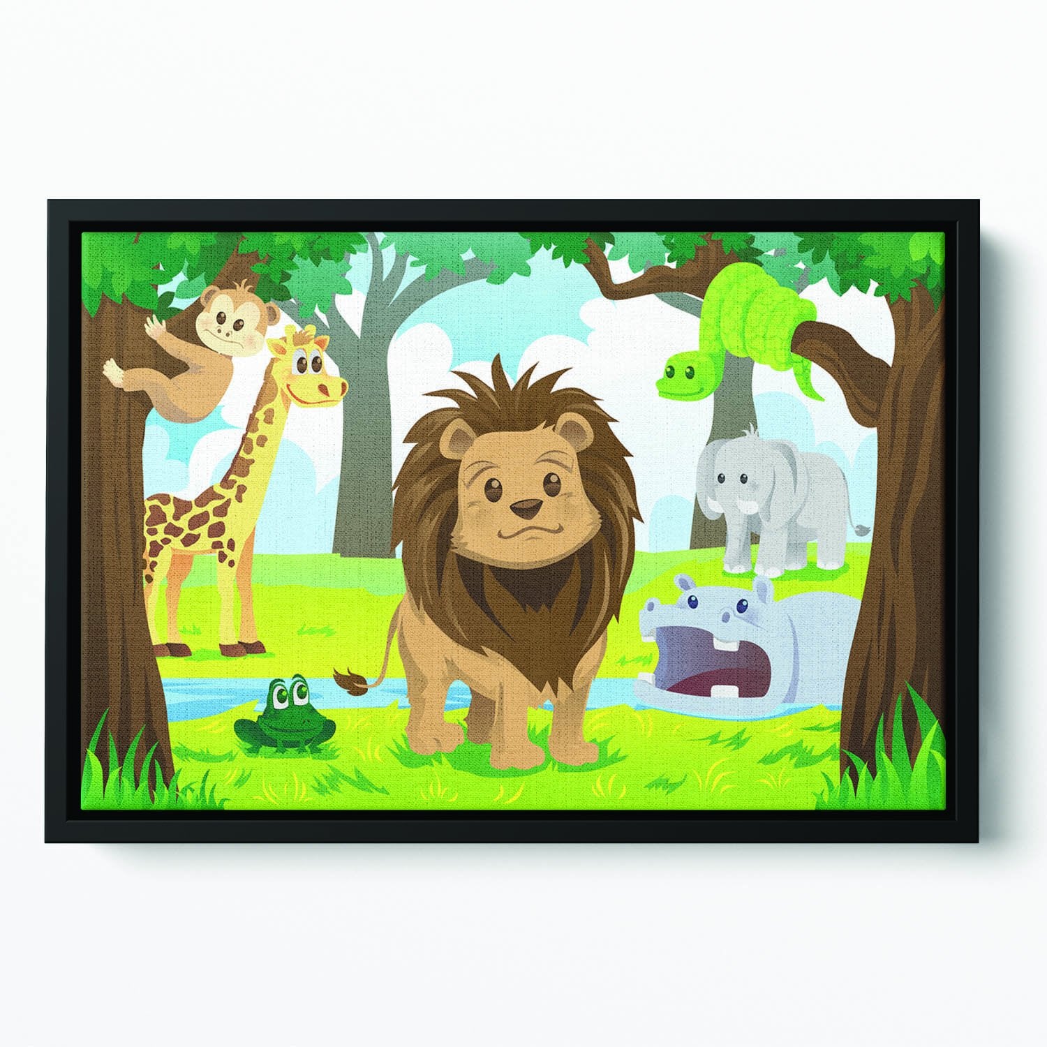 wild jungle animals in the animal kingdom Floating Framed Canvas