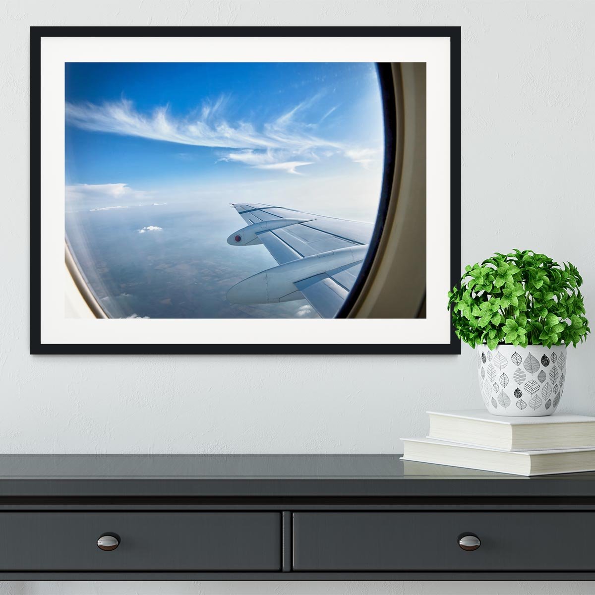 window aircraft during flight Framed Print - Canvas Art Rocks - 1