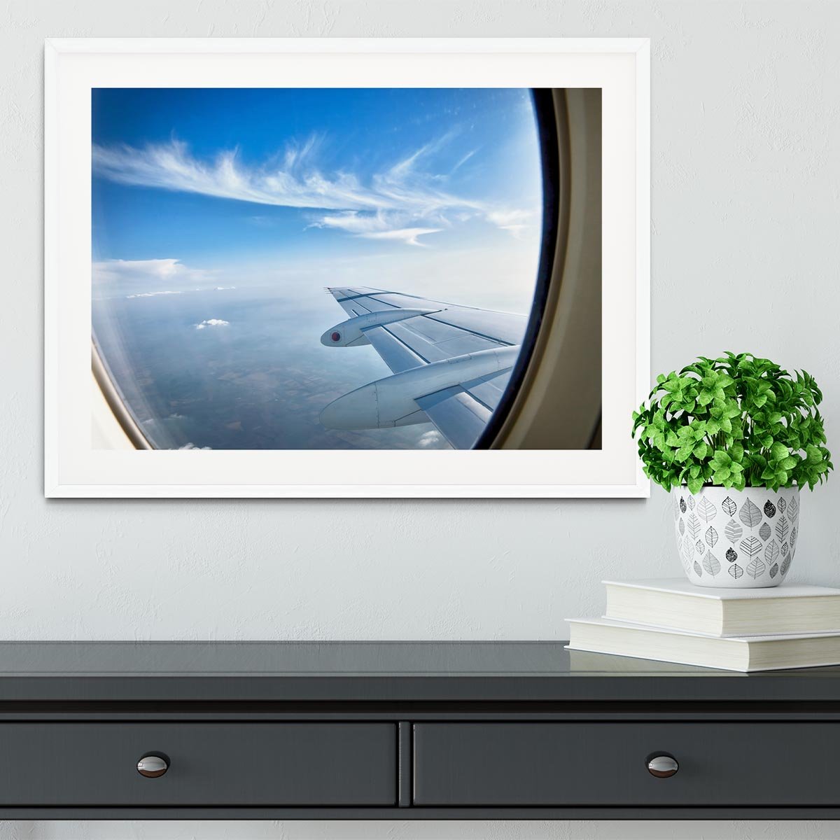 window aircraft during flight Framed Print - Canvas Art Rocks - 5