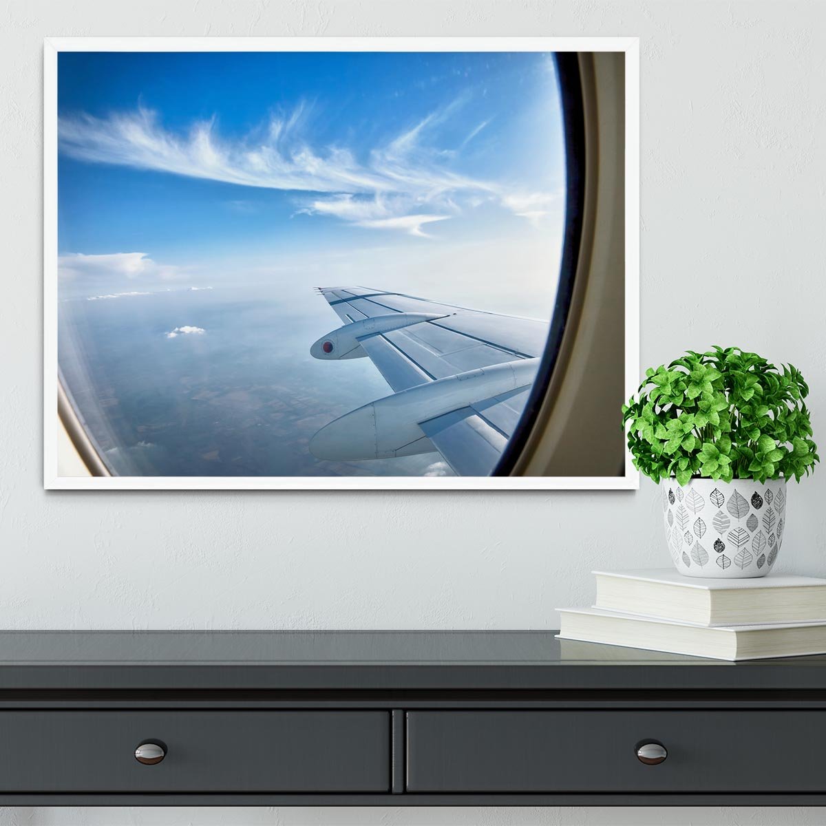 window aircraft during flight Framed Print - Canvas Art Rocks -6