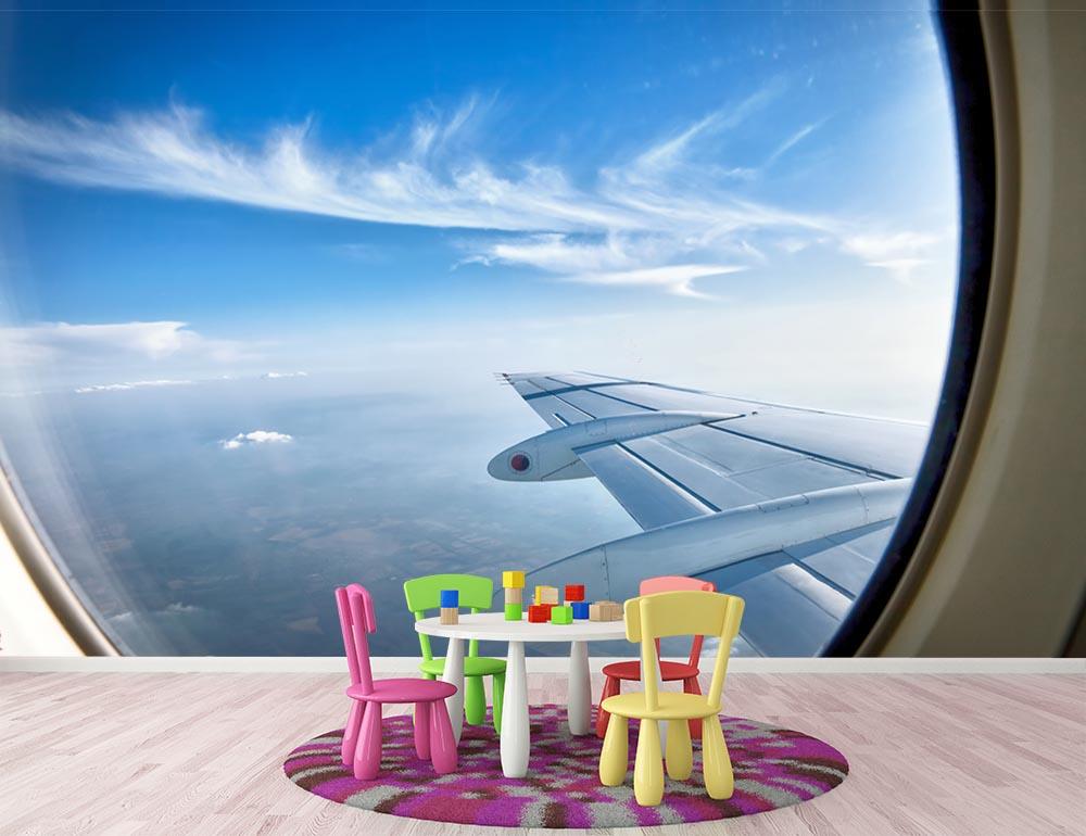 window aircraft during flight Wall Mural Wallpaper - Canvas Art Rocks - 3