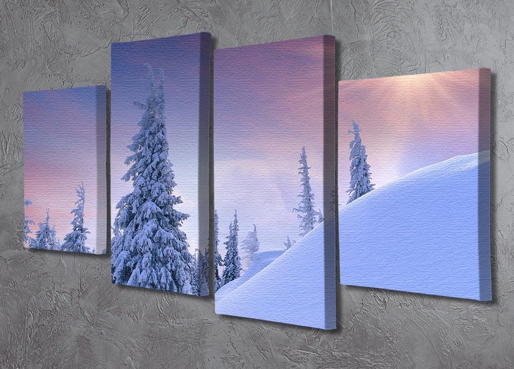 winter landscape in the mountains 4 Split Panel Canvas  - Canvas Art Rocks - 2