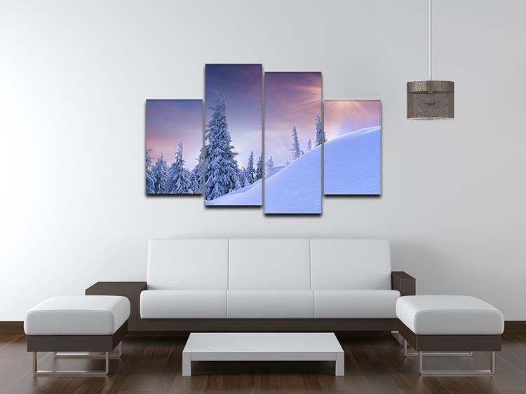 winter landscape in the mountains 4 Split Panel Canvas  - Canvas Art Rocks - 3