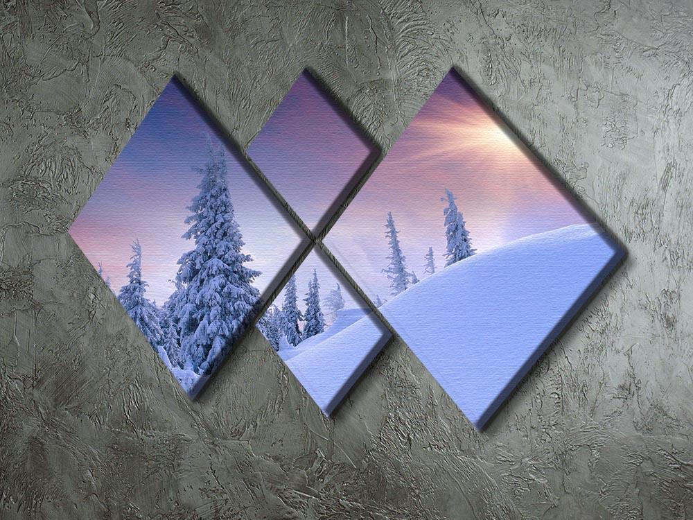 winter landscape in the mountains 4 Square Multi Panel Canvas  - Canvas Art Rocks - 2