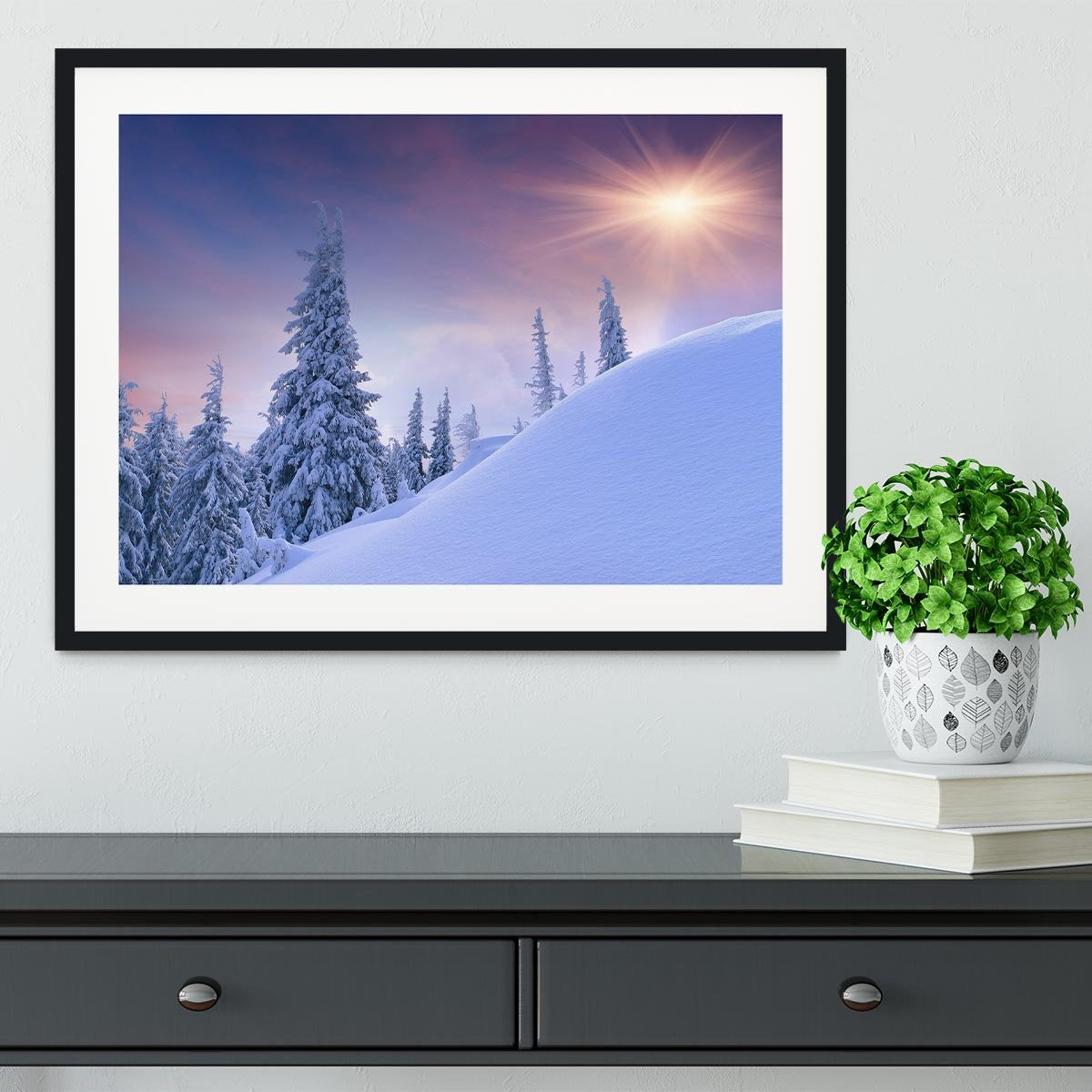 winter landscape in the mountains Framed Print - Canvas Art Rocks - 1