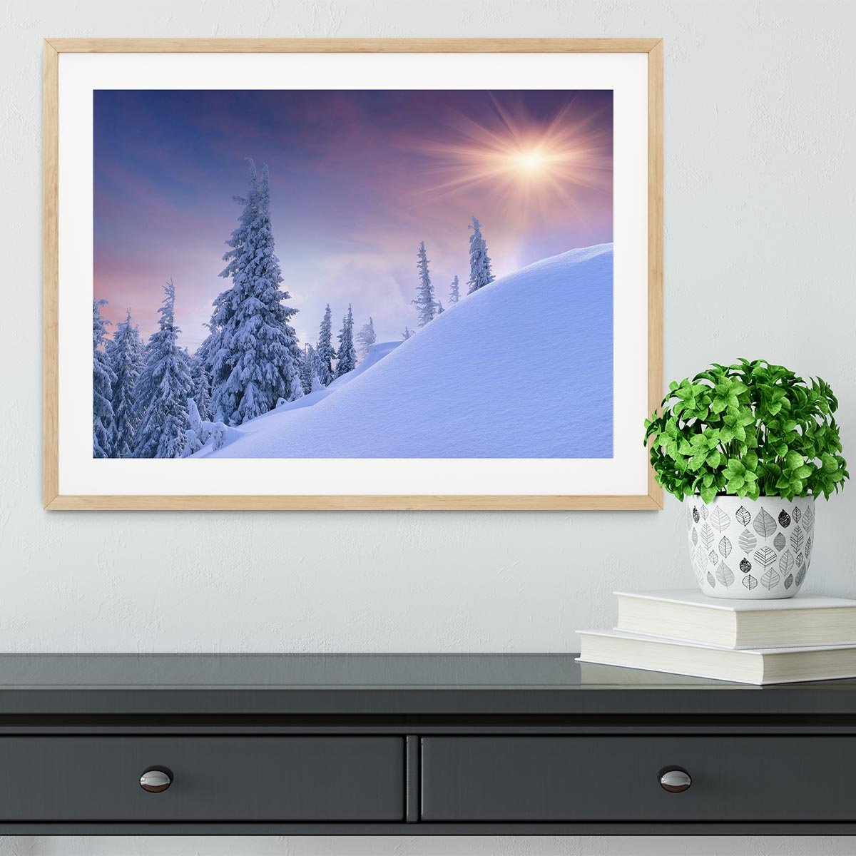 winter landscape in the mountains Framed Print - Canvas Art Rocks - 3