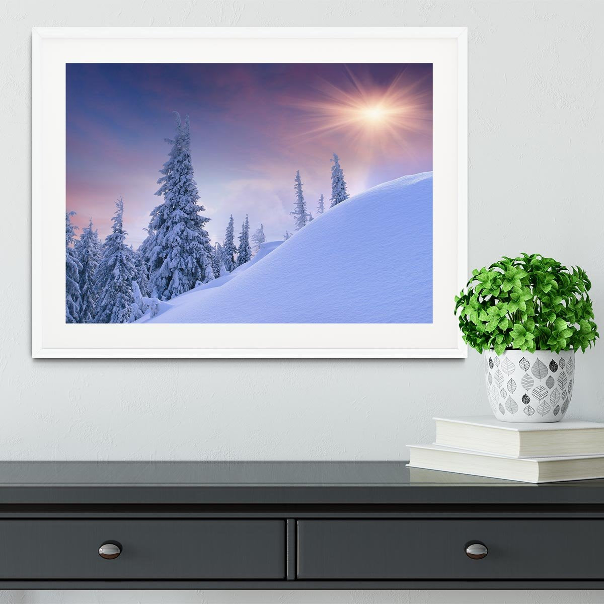 winter landscape in the mountains Framed Print - Canvas Art Rocks - 5