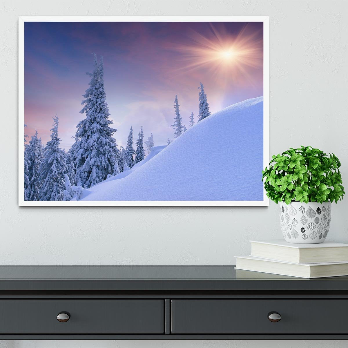 winter landscape in the mountains Framed Print - Canvas Art Rocks -6