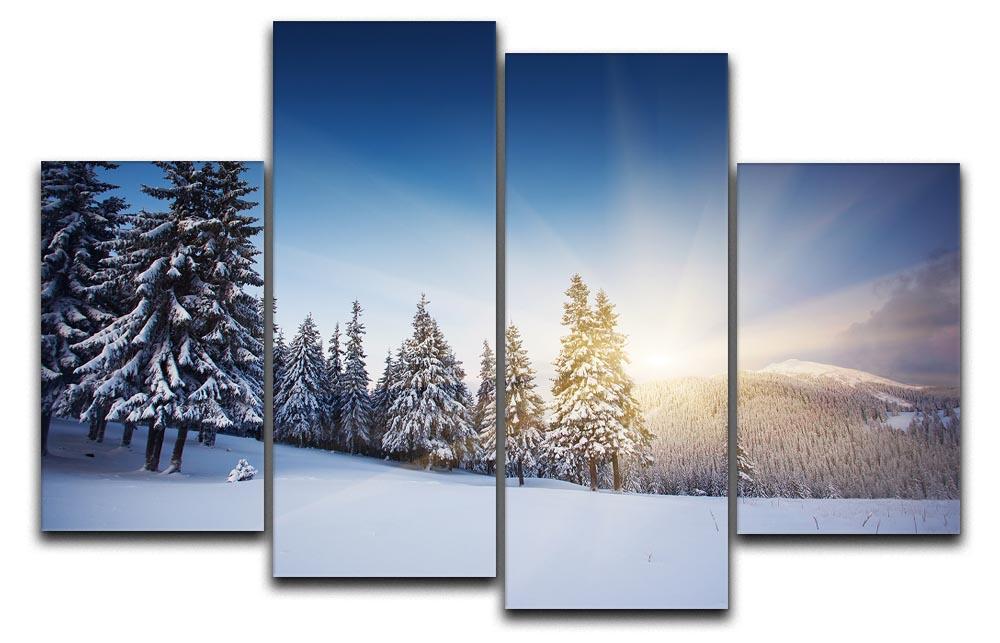 winter mountains landscape 4 Split Panel Canvas  - Canvas Art Rocks - 1