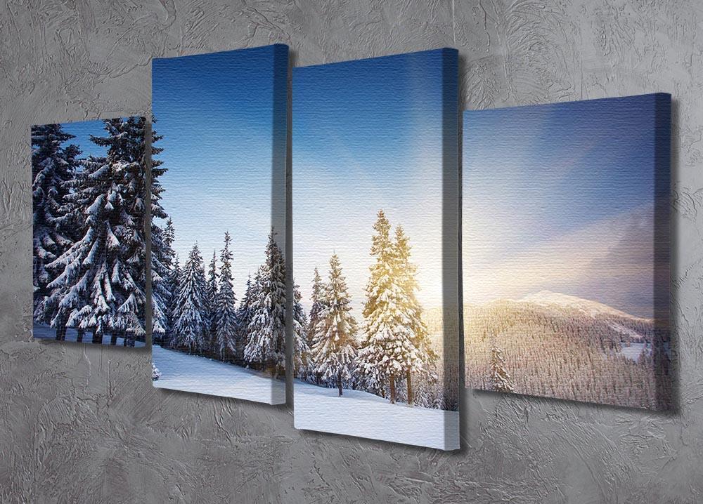 winter mountains landscape 4 Split Panel Canvas  - Canvas Art Rocks - 2