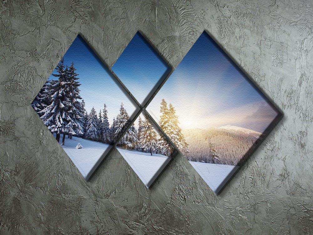 winter mountains landscape 4 Square Multi Panel Canvas  - Canvas Art Rocks - 2