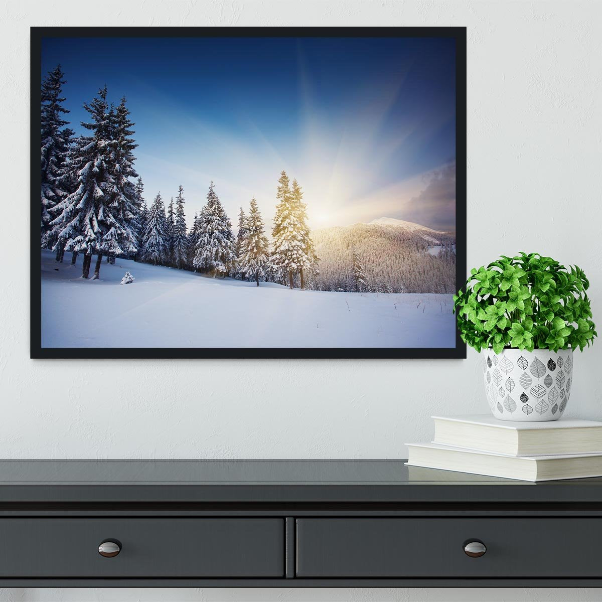 winter mountains landscape Framed Print - Canvas Art Rocks - 2