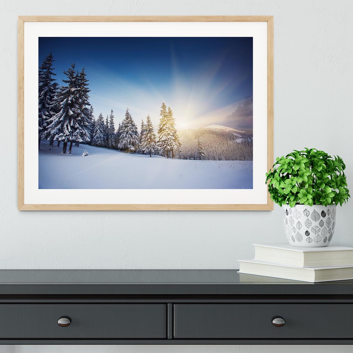 winter mountains landscape Framed Print - Canvas Art Rocks - 3