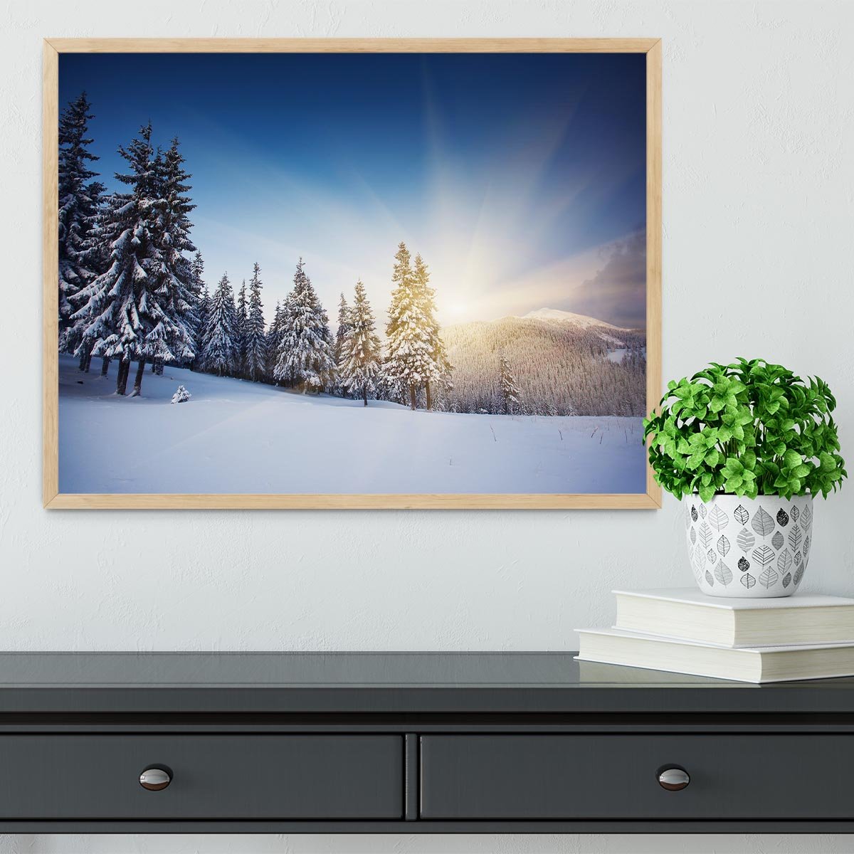 winter mountains landscape Framed Print - Canvas Art Rocks - 4