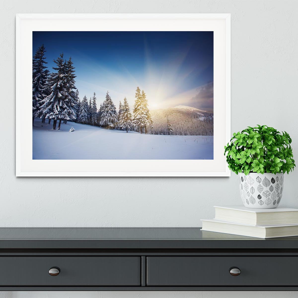 winter mountains landscape Framed Print - Canvas Art Rocks - 5