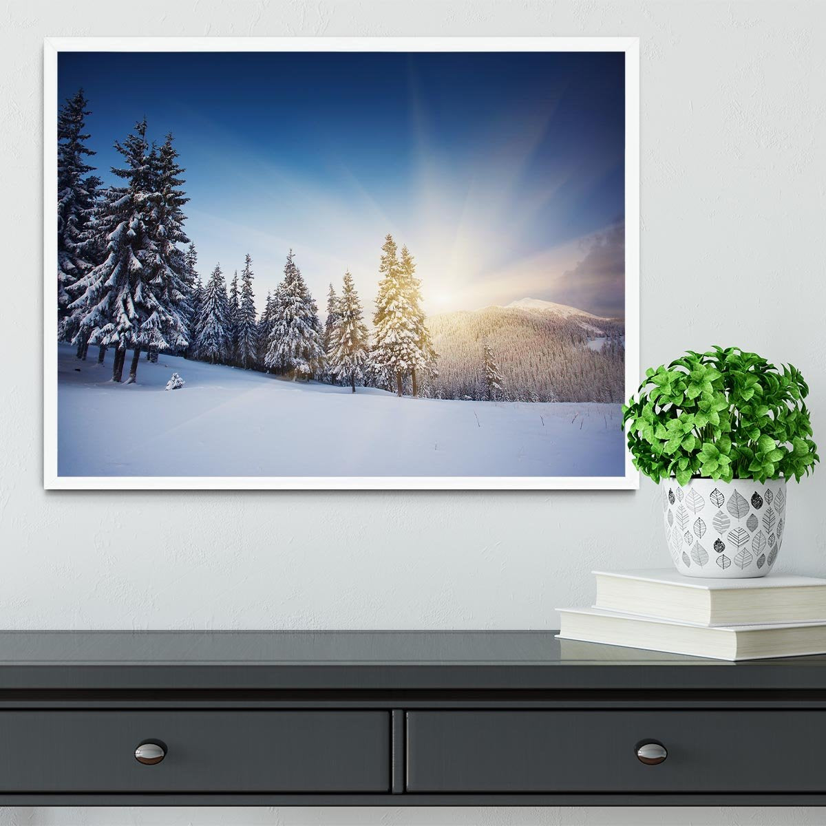 winter mountains landscape Framed Print - Canvas Art Rocks -6