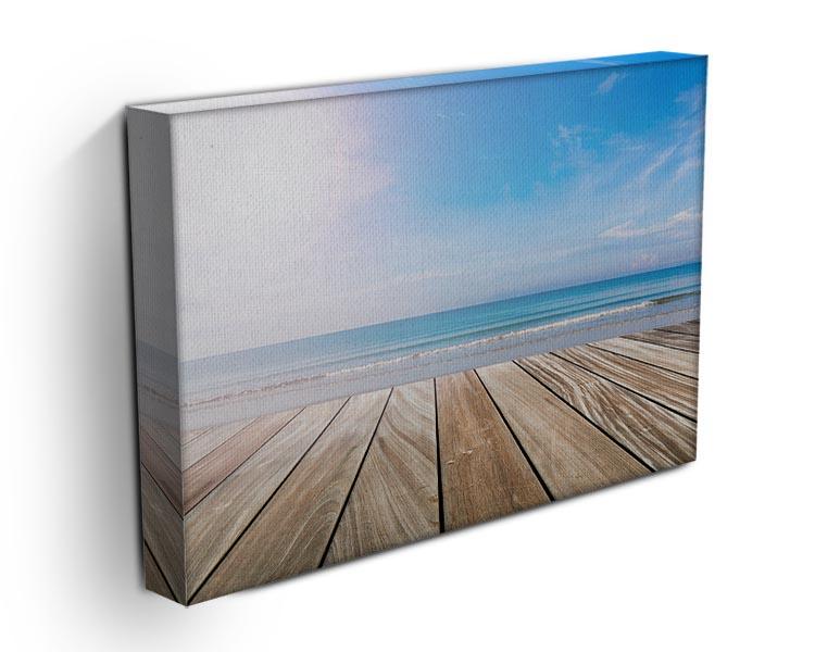 wood terrace on the beach and sun Canvas Print or Poster - Canvas Art Rocks - 3