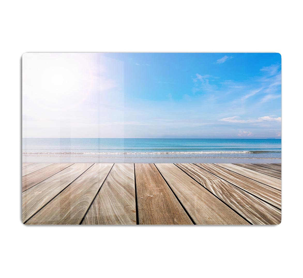 wood terrace on the beach and sun HD Metal Print - Canvas Art Rocks - 1