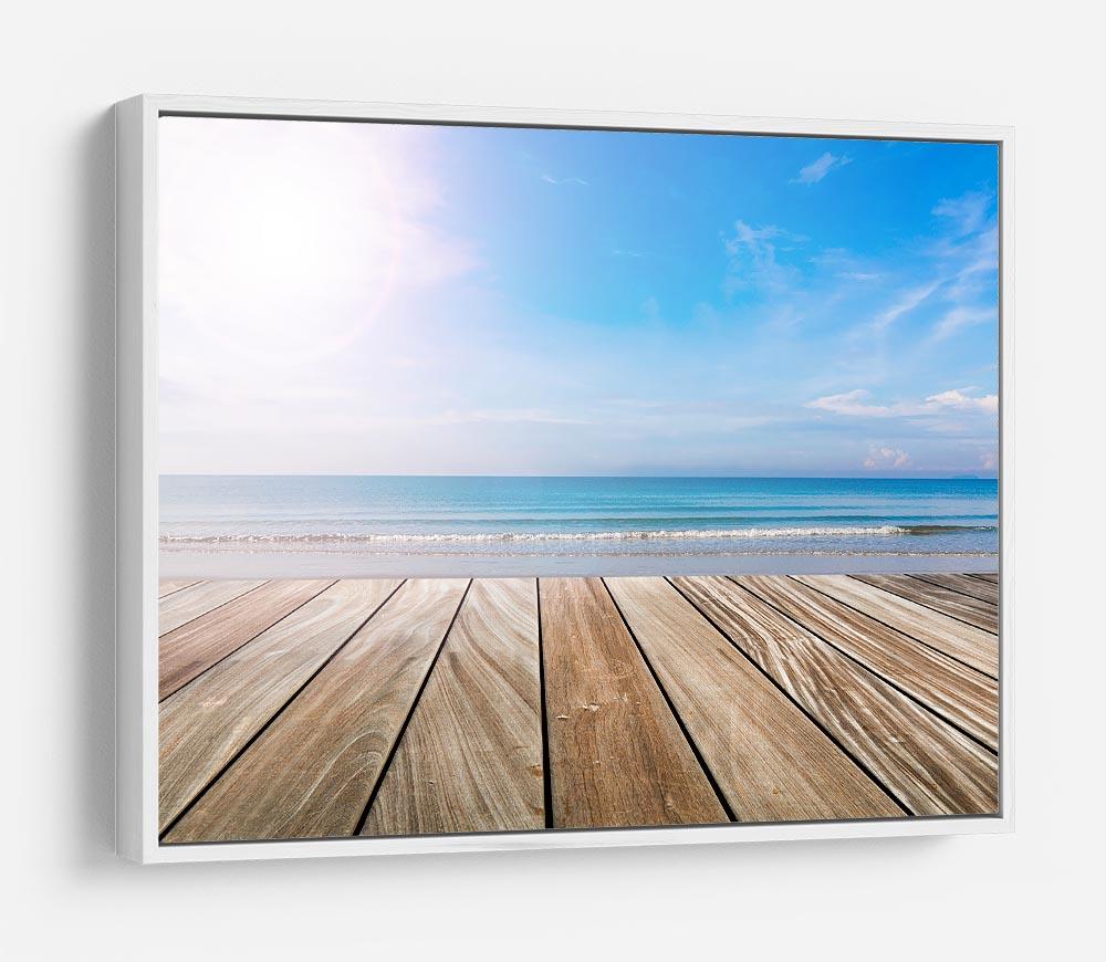 wood terrace on the beach and sun HD Metal Print - Canvas Art Rocks - 7