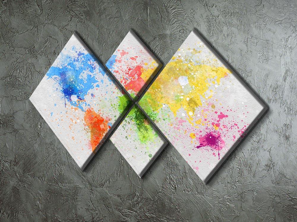world map painting 4 Square Multi Panel Canvas  - Canvas Art Rocks - 2