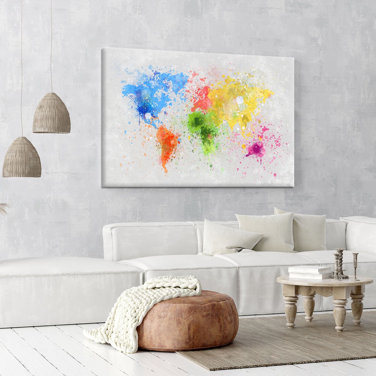 world map painting Canvas Print or Poster
